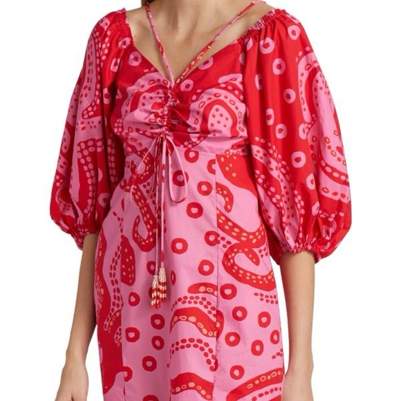 Farm Rio Octocool Puff Sleeve Mini Dress Size M - Picture 6 of 6